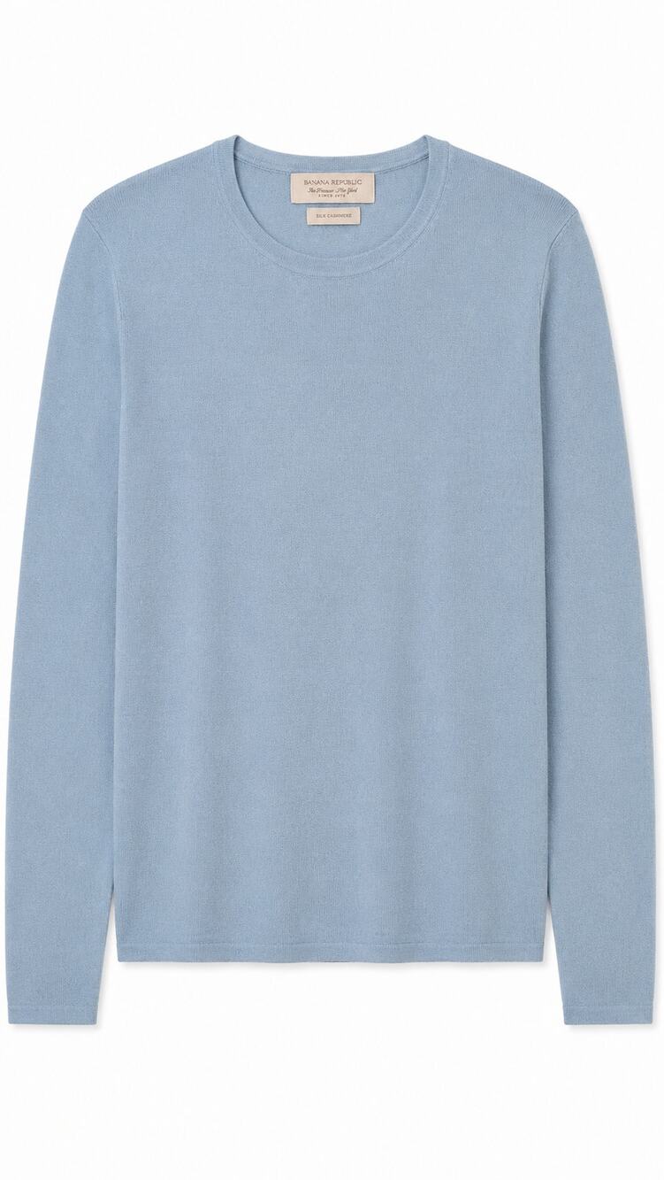 Banana Republic Silk Cashmere Crew Neck Sweater, Light Blue, Size S